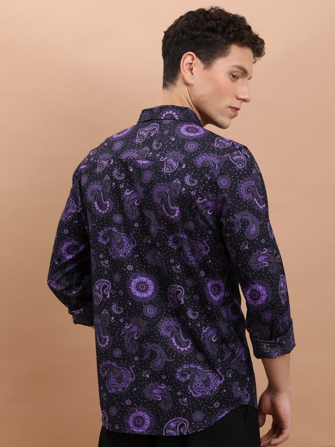 Ketch Men Fig Printed Slim Fit Casual Shirt - Navy Blue - Image 3