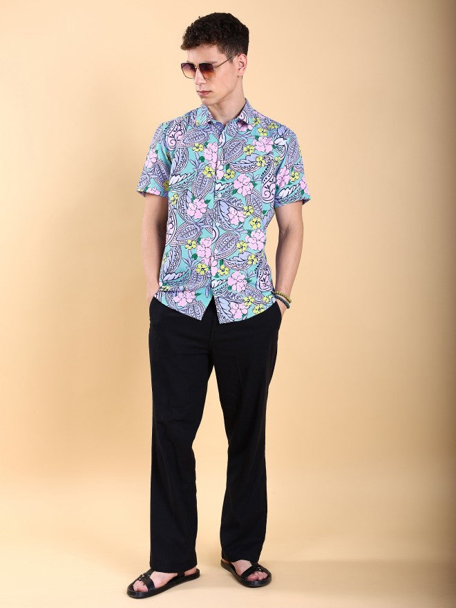 Ketch Men Lavender Printed Slim Fit Casual Shirt - Lavender - Image 2