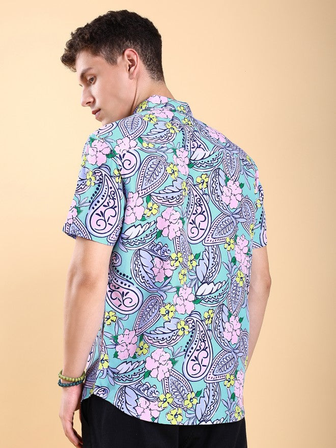 Ketch Men Lavender Printed Slim Fit Casual Shirt - Lavender - Image 3