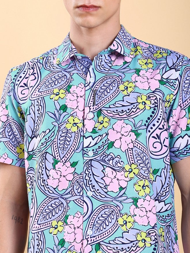 Ketch Men Lavender Printed Slim Fit Casual Shirt - Lavender - Image 5