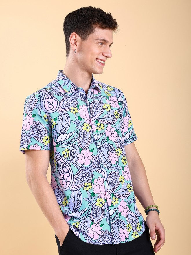 Ketch Men Lavender Printed Slim Fit Casual Shirt - Lavender - Image 6