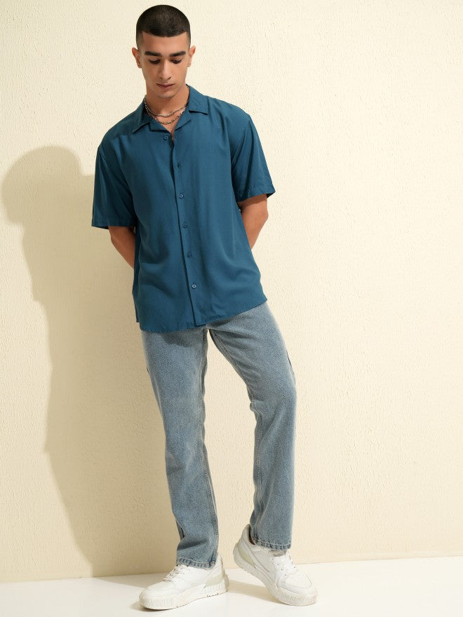 Ketch Men Teal Solid Relaxed Fit Casual Shirt - Teal - Image 2