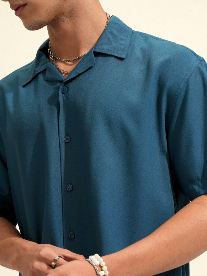 Ketch Men Teal Solid Relaxed Fit Casual Shirt - Teal - Image 5