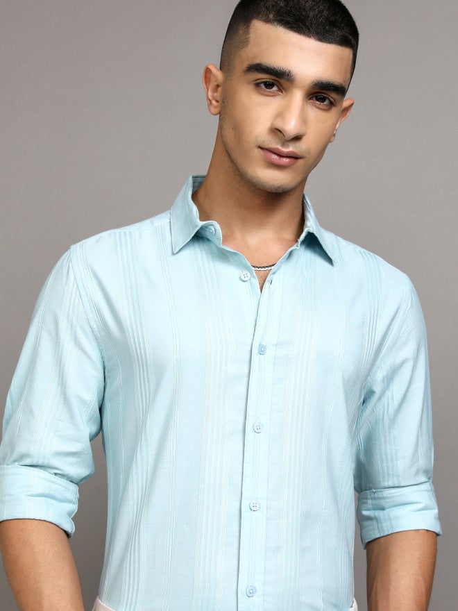 Ketch Men Blue Striped Slim Fit Casual Shirt - Blue - Image 1