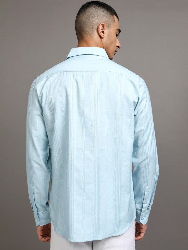 Ketch Men Blue Striped Slim Fit Casual Shirt - Blue - Image 3