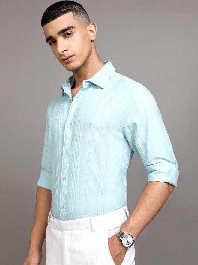 Ketch Men Blue Striped Slim Fit Casual Shirt - Blue - Image 4