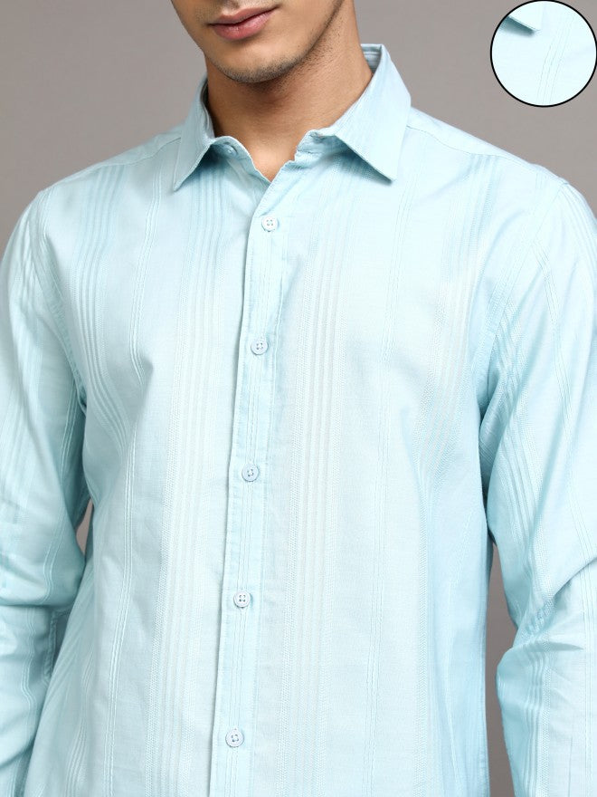 Ketch Men Blue Striped Slim Fit Casual Shirt - Blue - Image 5