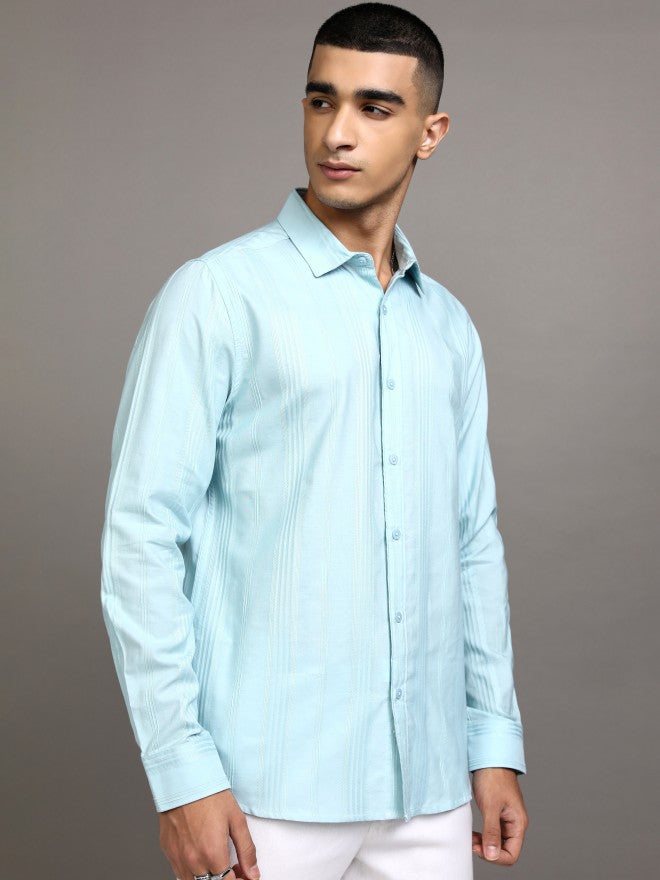Ketch Men Blue Striped Slim Fit Casual Shirt - Blue - Image 6