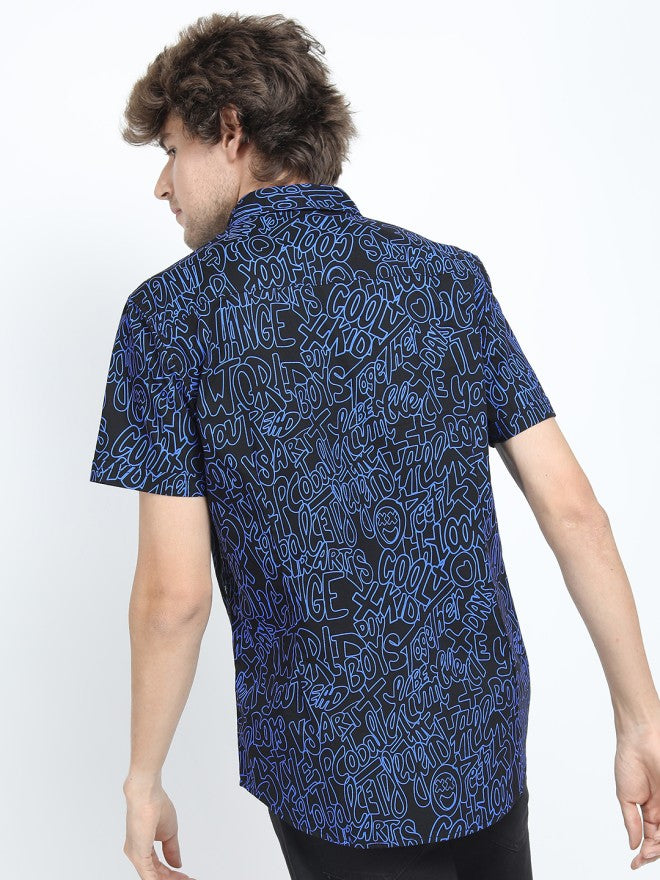 Ketch Men Black Printed Slim Fit Casual Shirt - Black - Image 2
