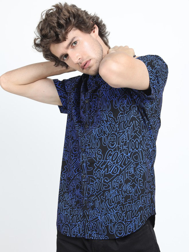 Ketch Men Black Printed Slim Fit Casual Shirt - Black - Image 3