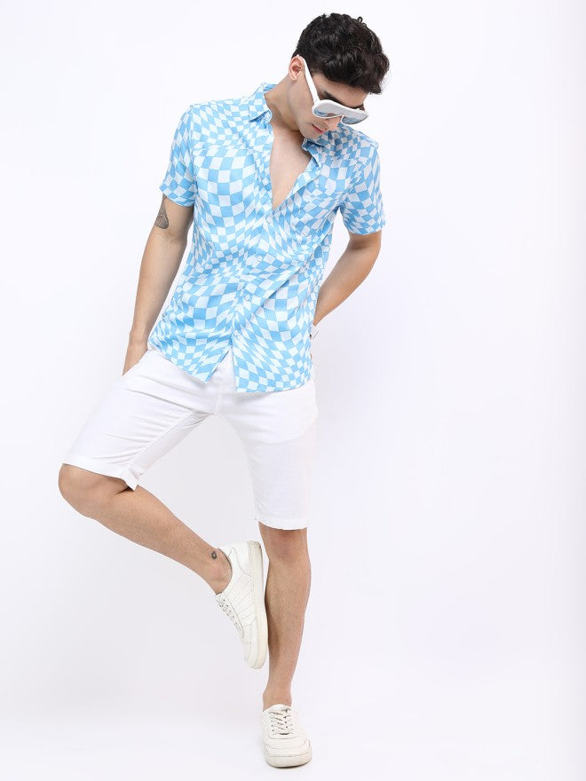 Ketch Men Blue Printed Slim Fit Casual Shirt - Blue - Image 1