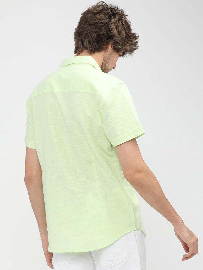 Ketch Men Lime Green Colourblocked Slim Fit Casual Shirt - Green - Image 2