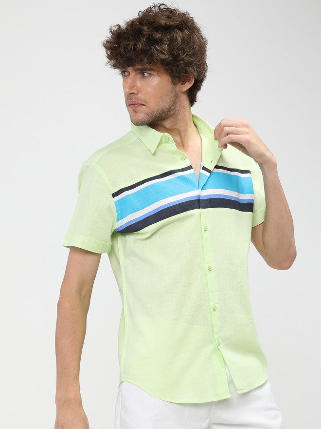 Ketch Men Lime Green Colourblocked Slim Fit Casual Shirt - Green - Image 5