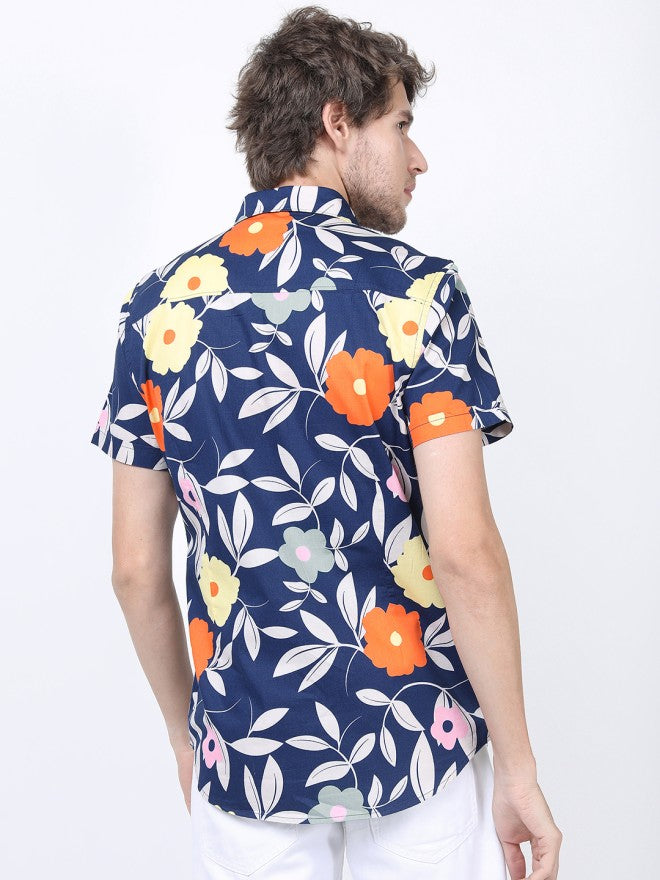 Ketch Men Navy Blue Printed Slim Fit Casual Shirt - Navy Blue - Image 2