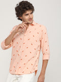 Ketch Men Pink Printed Slim Fit Casual Shirt - Pink - Image 1