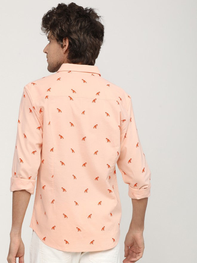 Ketch Men Pink Printed Slim Fit Casual Shirt - Pink - Image 2