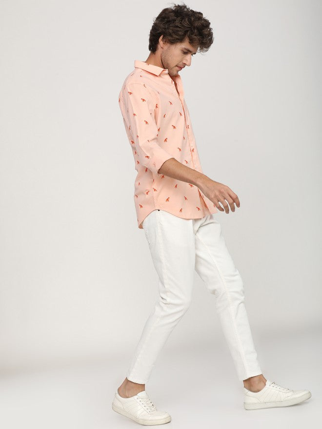 Ketch Men Pink Printed Slim Fit Casual Shirt - Pink - Image 4