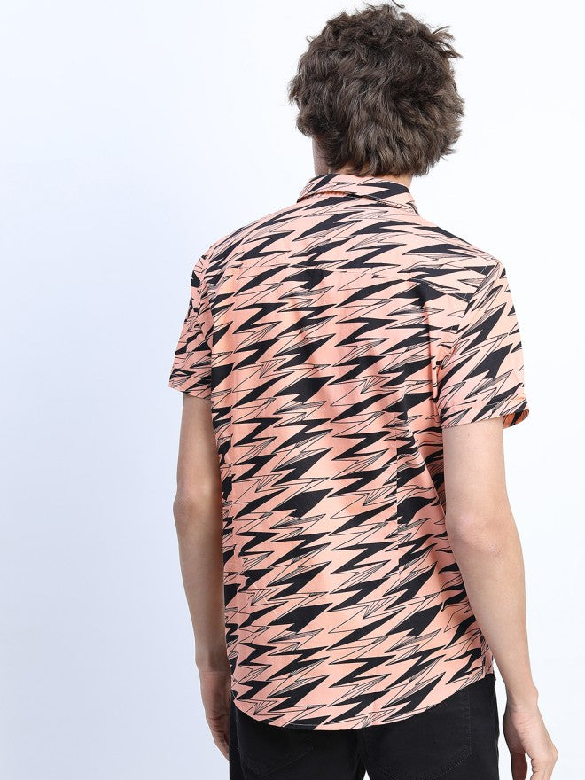 Ketch Men Pink Printed Slim Fit Casual Shirt - Pink - Image 2