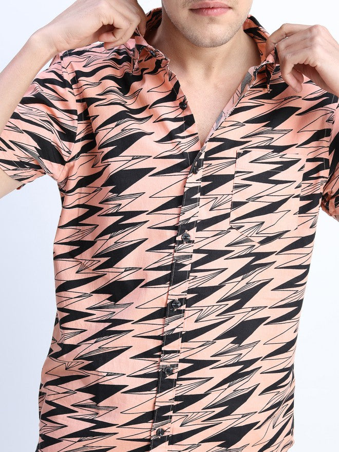 Ketch Men Pink Printed Slim Fit Casual Shirt - Pink - Image 3