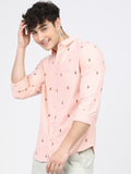 Ketch Men Pink Printed Slim Fit Casual Shirt - Pink - Image 1
