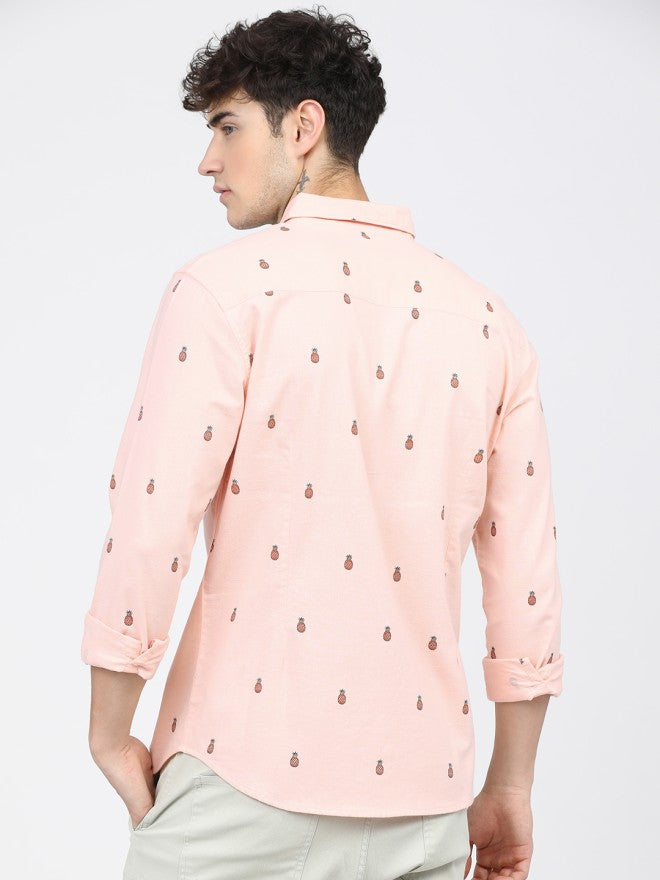 Ketch Men Pink Printed Slim Fit Casual Shirt - Pink - Image 2