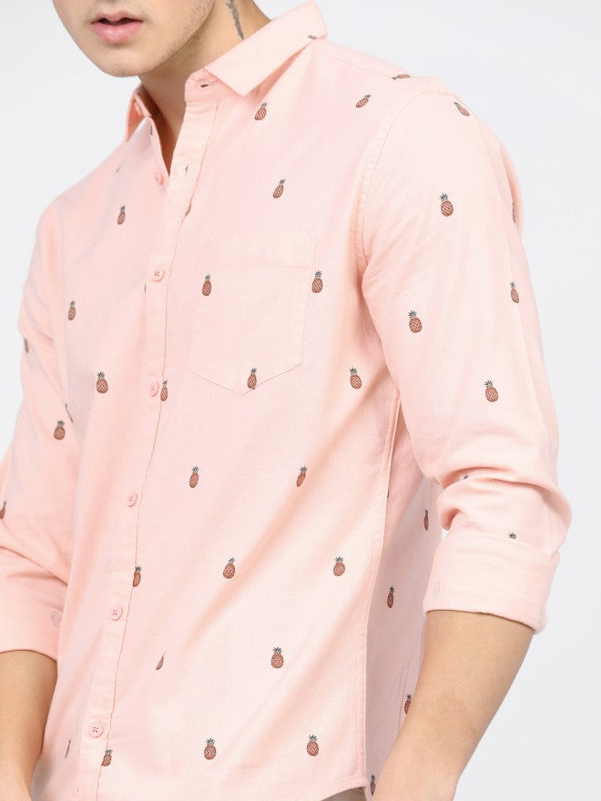 Ketch Men Pink Printed Slim Fit Casual Shirt - Pink - Image 3