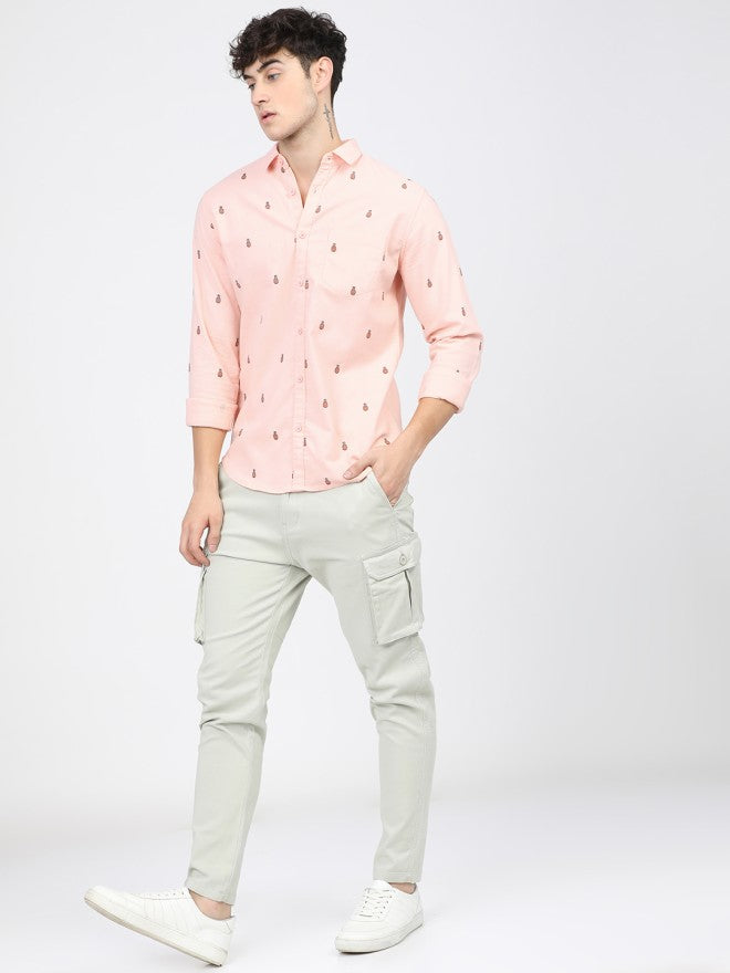 Ketch Men Pink Printed Slim Fit Casual Shirt - Pink - Image 4