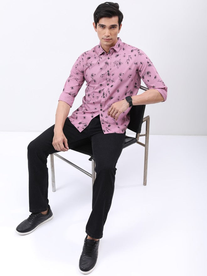 Ketch Men Pink Printed Slim Fit Casual Shirt - Pink - Image 1
