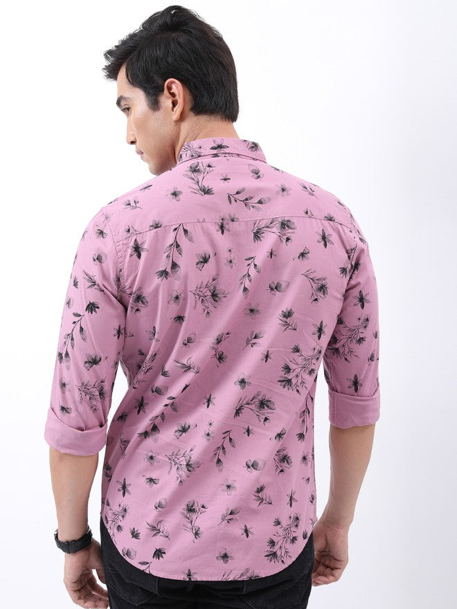 Ketch Men Pink Printed Slim Fit Casual Shirt - Pink - Image 2