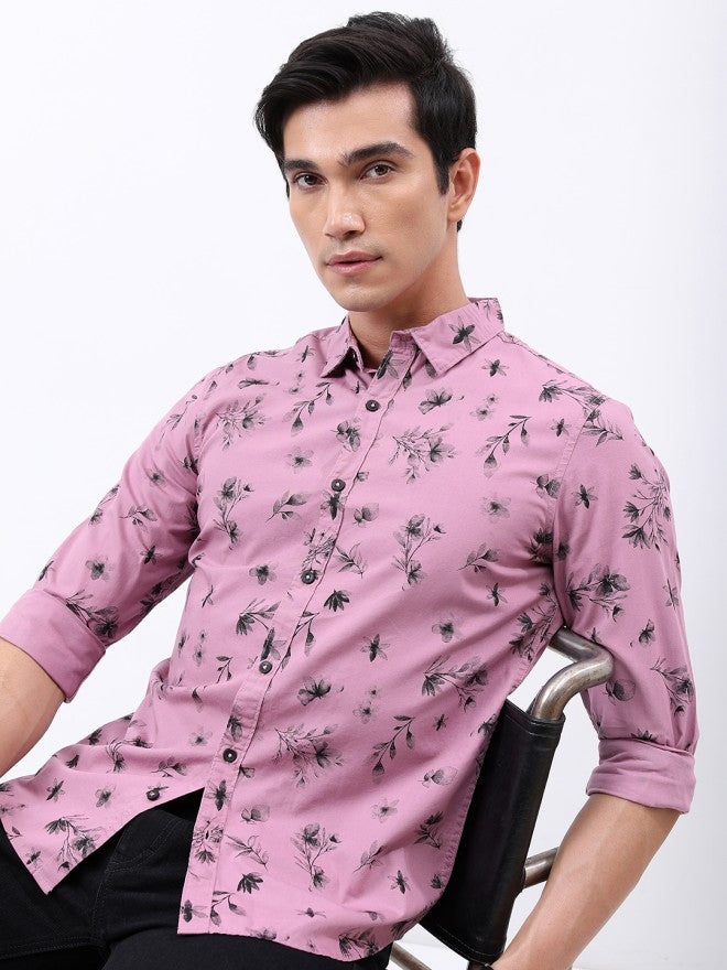 Ketch Men Pink Printed Slim Fit Casual Shirt - Pink - Image 3