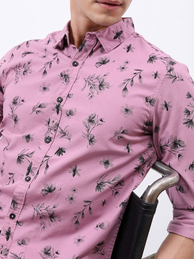 Ketch Men Pink Printed Slim Fit Casual Shirt - Pink - Image 4