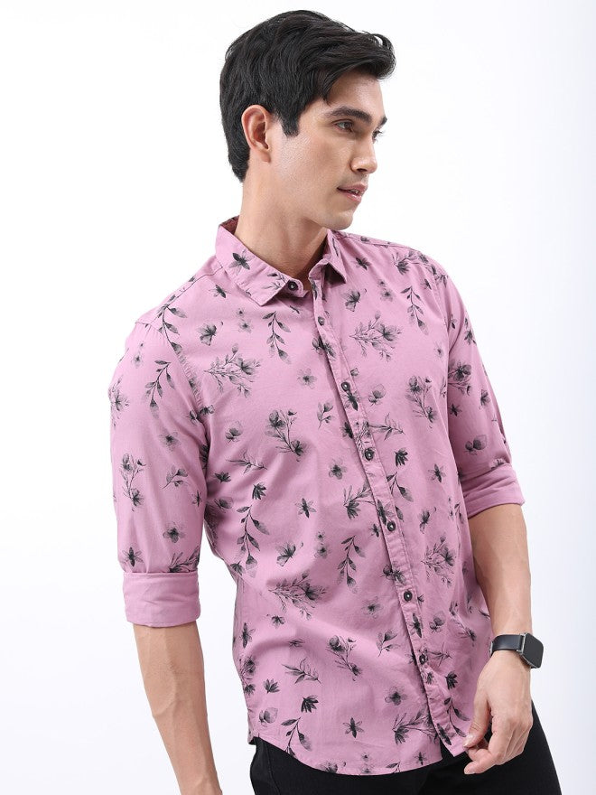 Ketch Men Pink Printed Slim Fit Casual Shirt - Pink - Image 5