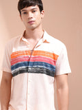 Ketch Men Peach Colourblocked Slim Fit Casual Shirt - Peach - Image 1