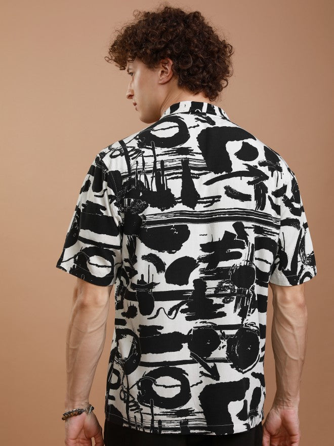 Ketch Men Black Printed Relaxed Fit Casual Shirt - White - Image 3