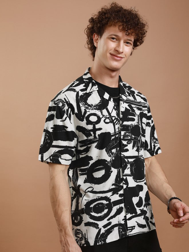 Ketch Men Black Printed Relaxed Fit Casual Shirt - White - Image 6