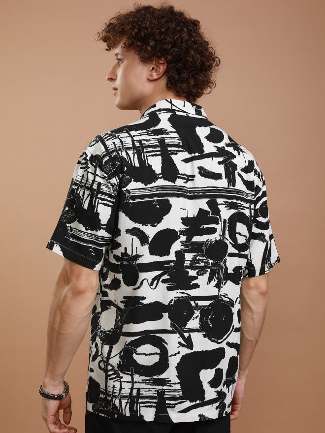 Ketch Men Black Printed Relaxed Fit Casual Shirt - White - Image 3