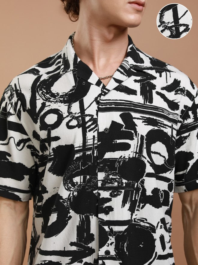 Ketch Men Black Printed Relaxed Fit Casual Shirt - White - Image 5