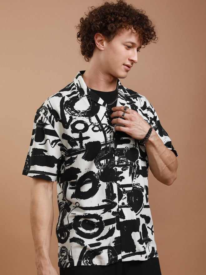 Ketch Men Black Printed Relaxed Fit Casual Shirt - White - Image 6