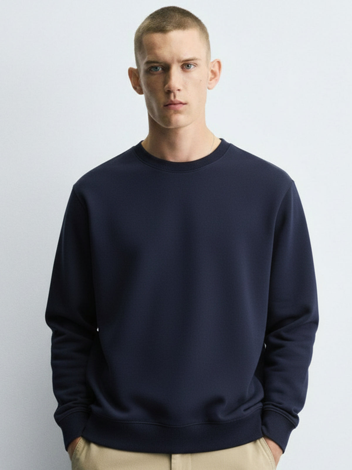 Ketch Men Navy Blue Round Neck Pullover Sweatshirt - Navy Blue - Image 1