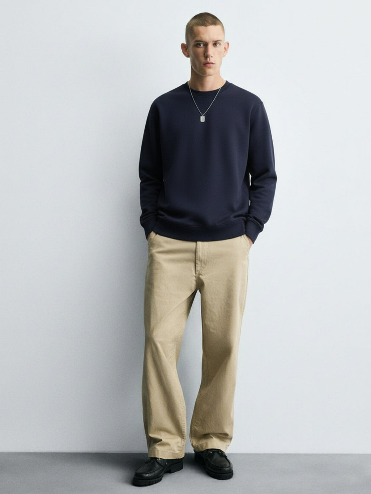Ketch Men Navy Blue Round Neck Pullover Sweatshirt - Navy Blue - Image 3