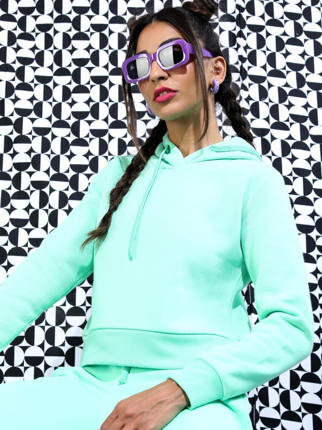 Ketch Women Green Hoodie Pullover Sweatshirt - Green - Image 1