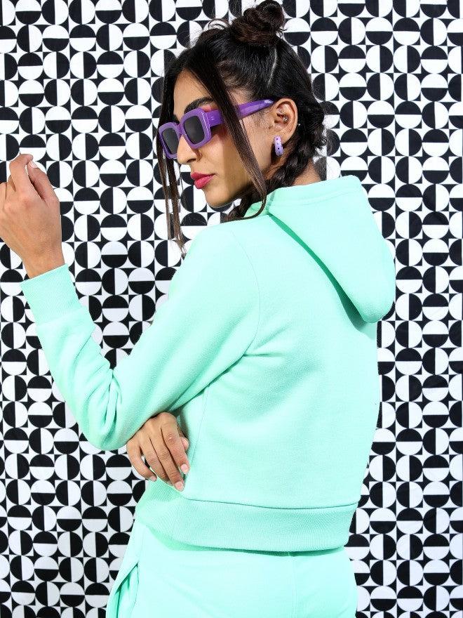 Ketch Women Green Hoodie Pullover Sweatshirt - Green - Image 3