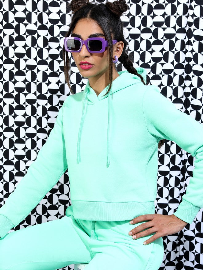 Ketch Women Green Hoodie Pullover Sweatshirt - Green - Image 4