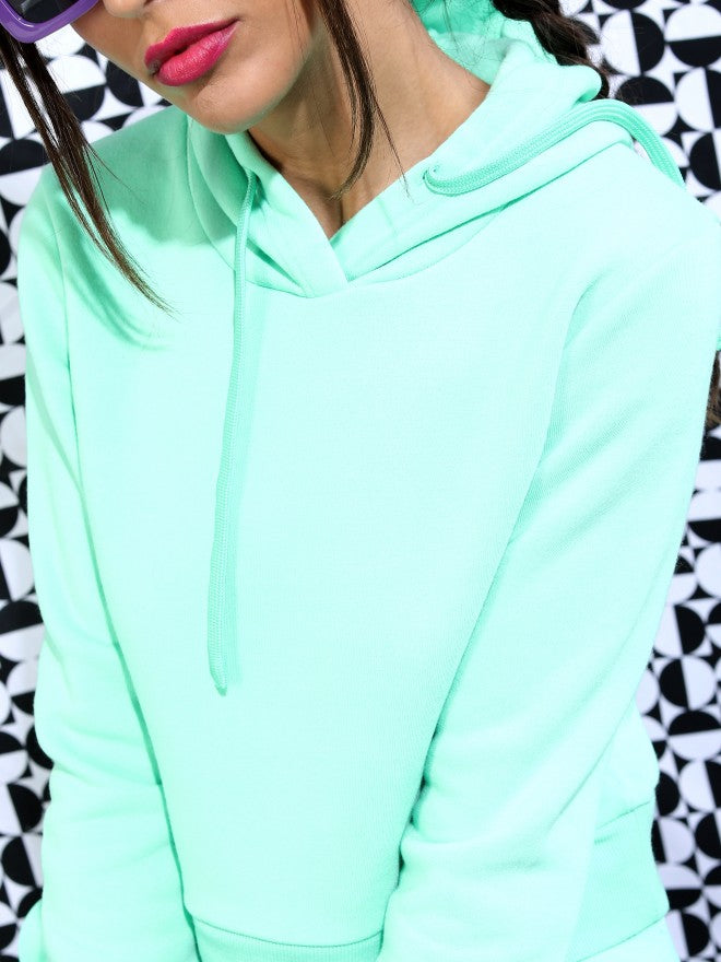 Ketch Women Green Hoodie Pullover Sweatshirt - Green - Image 5