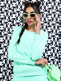 Ketch Women Green Round Neck Pullover Hoodie Sweatshirt - Green - Image 1