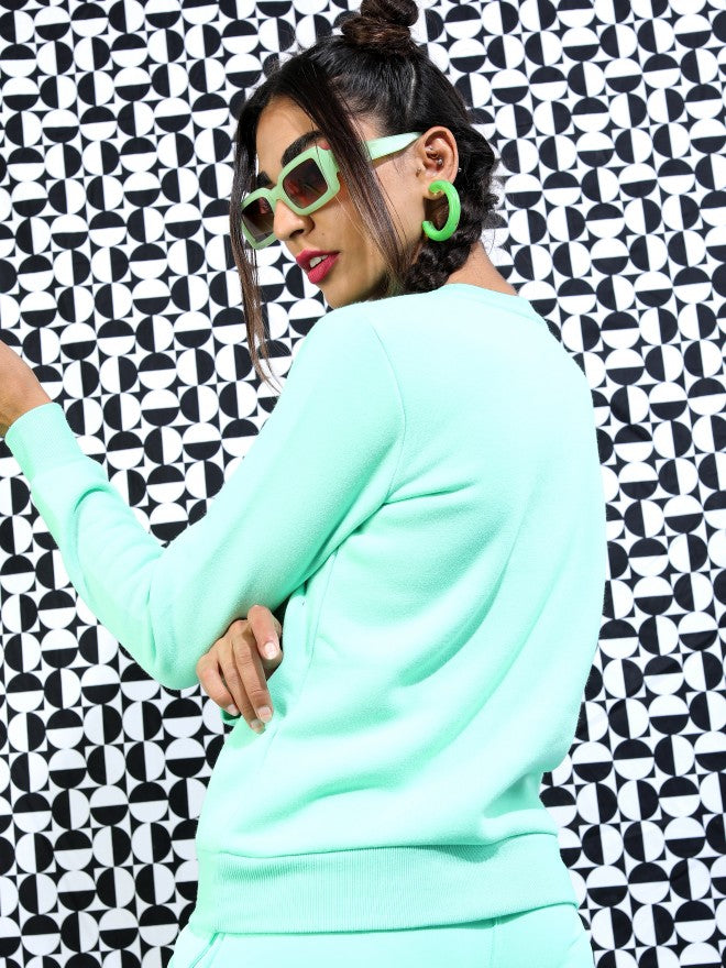 Ketch Women Green Round Neck Pullover Hoodie Sweatshirt - Green - Image 3