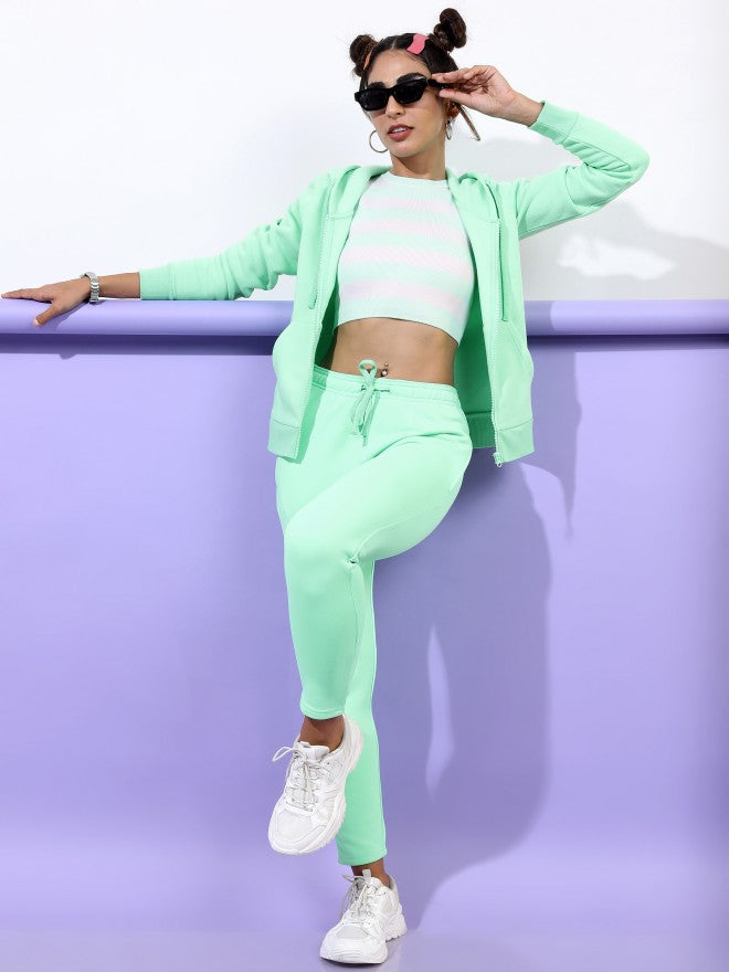 Ketch Women Green Hoodie Front-Open Sweatshirt - Green - Image 2