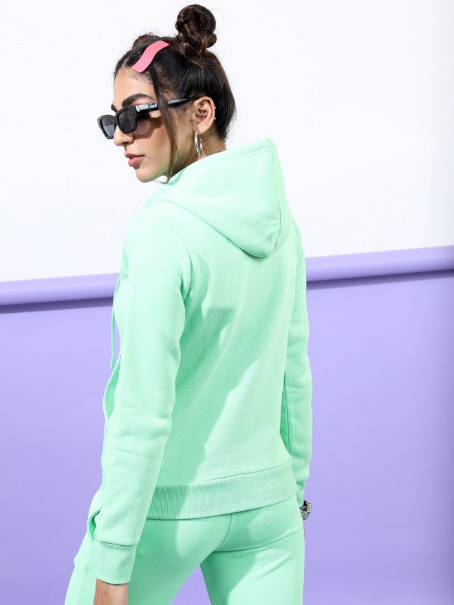 Ketch Women Green Hoodie Front-Open Sweatshirt - Green - Image 3