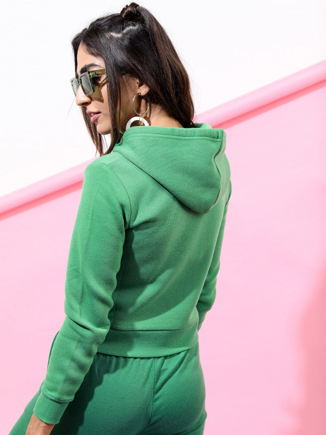 Ketch Women Green Hoodie Pullover Sweatshirt - Green - Image 3