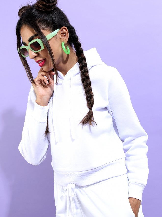 Ketch Women White Hoodie Pullover Sweatshirt - White - Image 4